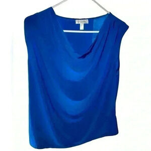 Women's XL Dress Barn Royal Blue Sleeveless Scoop Drape Neck Blouse